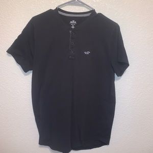 Hollister Black Henley Tee Medium